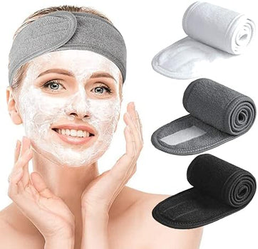 (3-Pack) Ultra Soft Adjustable Spa Headbands for Face Washing