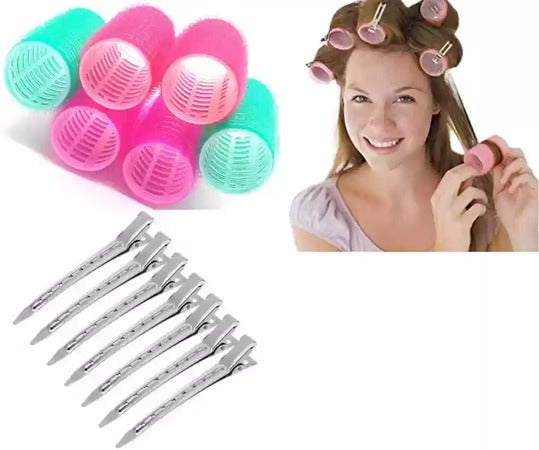 (6 Pcs) 4cm Hair Curling Rollers with Clips – Perfect for Creating Curls