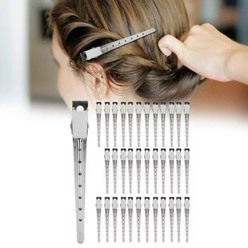 (12-Piece Set) Premium Silver Steel Hair Clips