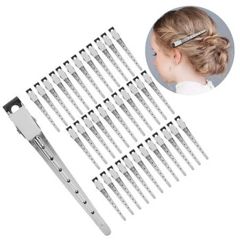 (12-Piece Set) Premium Silver Steel Hair Clips