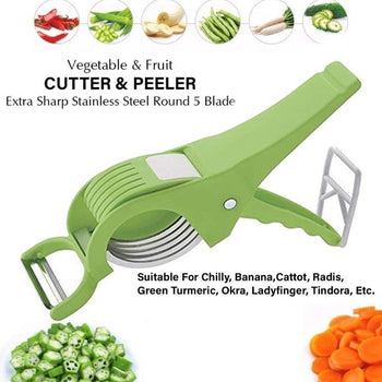 2-in-1 Vegetable Cutter and Peeler – Green (Color May Vary)